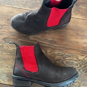 Bueno Dark Brown and Red Ankle Boots